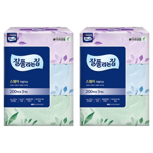 잘풀리는집 천연펄프 미용티슈 2겹, 200매입, 6개