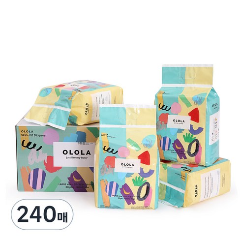 OLOLA 스킨핏 밴드형 기저귀, 대형(L), 240매