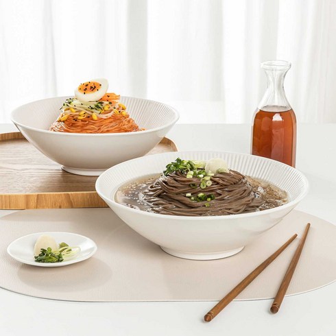 윤도자기 순백 넓은 면기, 화이트, 2개