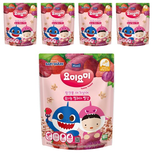 맘마밀요미요미 유기농 쌀과자, 빨강, 25g, 5개