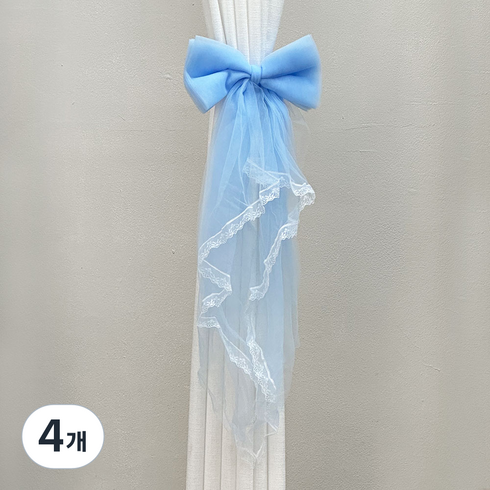 더원홈데코 레이스 리본 커튼 타이백 20 x 60 cm, 4개, 블루