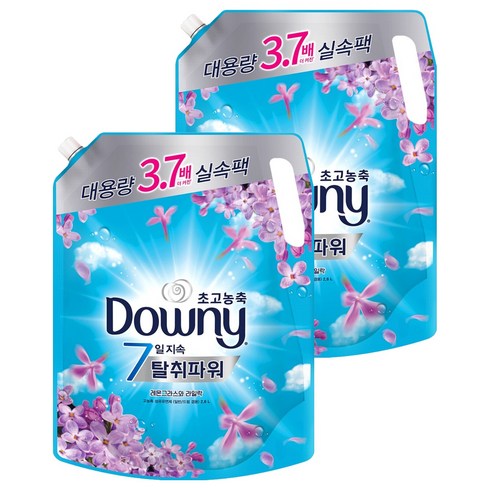 다우니 탈취파워 고농축 섬유유연제 레몬그라스와 라일락 리필, 2.6L, 2개