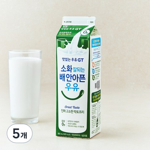 남양유업 맛있는우유GT 고소한 락토프리, 900ml, 5개