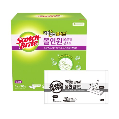 스카치브라이트 올인원 더블액션 물걸레 청소포 플러스 70매, 1개