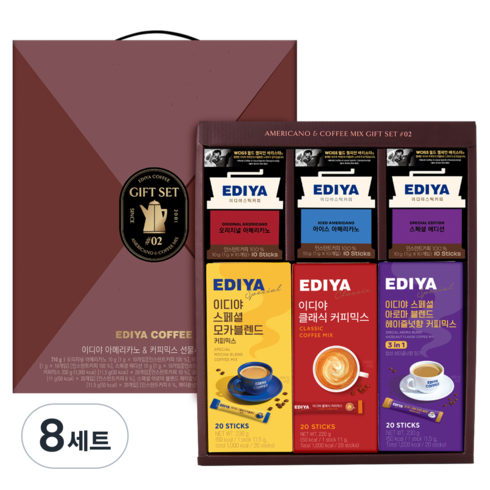 이디야 아메리카노&커피믹스 2호 선물세트, 8세트, 6종