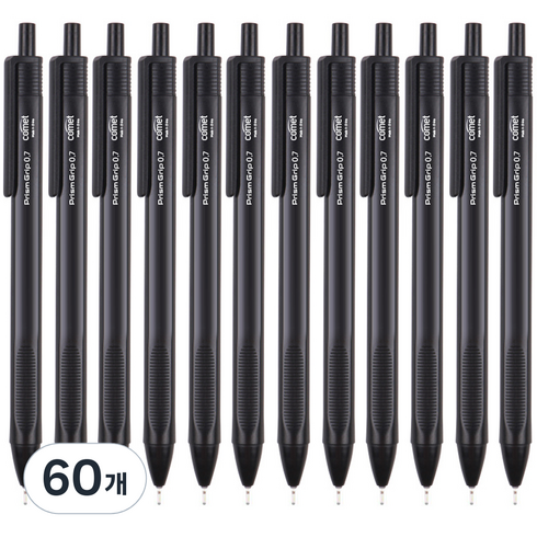 코멧 삼각 그립 중성 젤 펜 0.7mm, 블랙, 60개