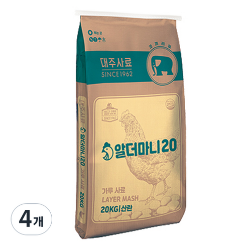 대주 알더마니20 산란중기 대용량 닭 병아리 사료, 4개, 20kg