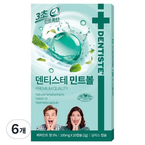 덴티스테 민트볼, 2g, 6개