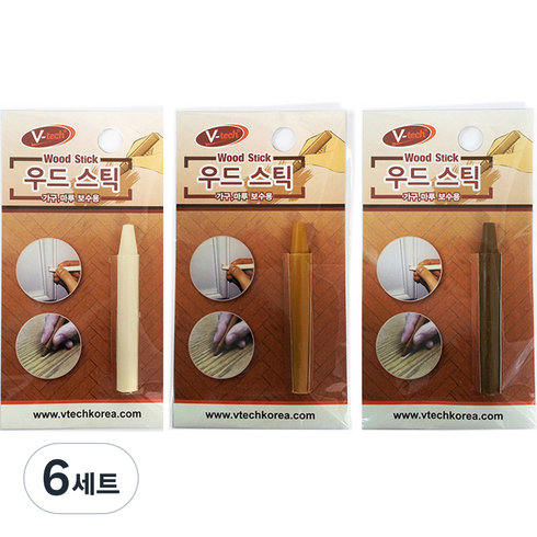 Vtech 우드스틱 밝은미색 + 갈색 + 어두운 갈색 3종 세트, 6세트