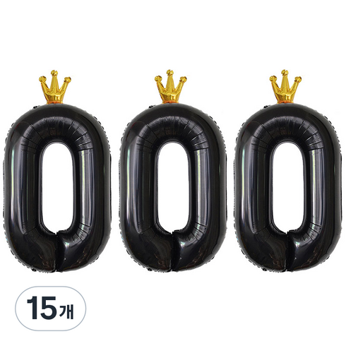조이파티 숫자 0 은박 왕관 풍선 왕관 90cm, 블랙, 15개