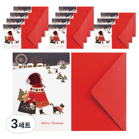 프롬앤투 크리스마스 카드 12p + 봉투 12p S1029q5, 혼합색상, 3세트
