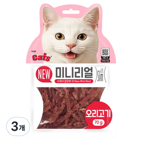 더캣츠 고양이 미니리얼 육포, 3개, 70g, 오리고기