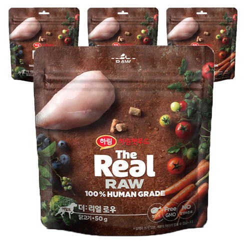 하림펫푸드 시니어 강아지 더리얼 로우 건조사료, 닭, 50g, 4개