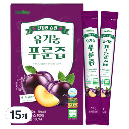 제스티지 유기농 NFC 푸룬즙, 280g, 15개