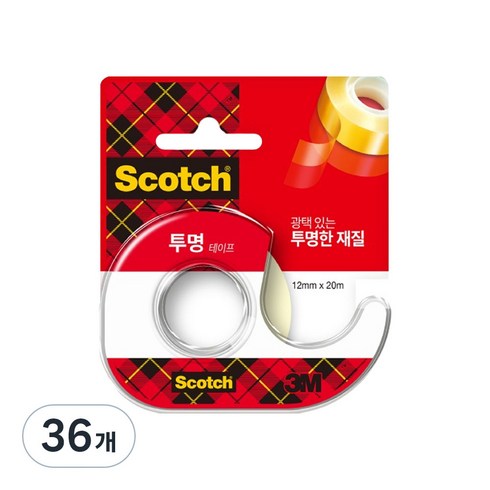 스카치 쓰리엠 투명 테이프 디스펜서 12mm x 20m 522, 36개