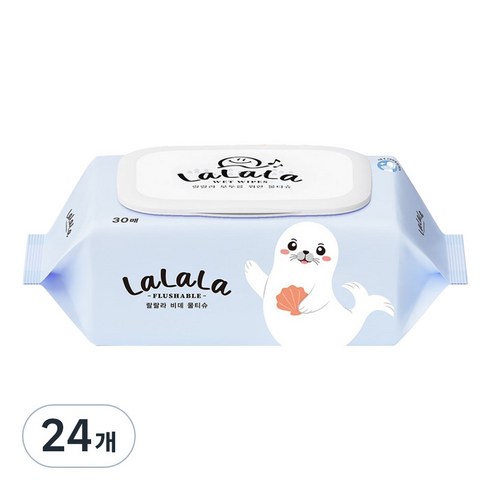 랄랄라 휴대용 비데티슈 캡형, 65g, 30매, 24개