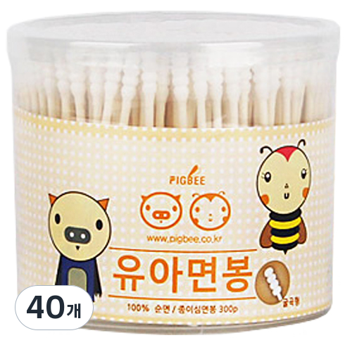 피그비 유아용 안전면봉, 300개입, 40개