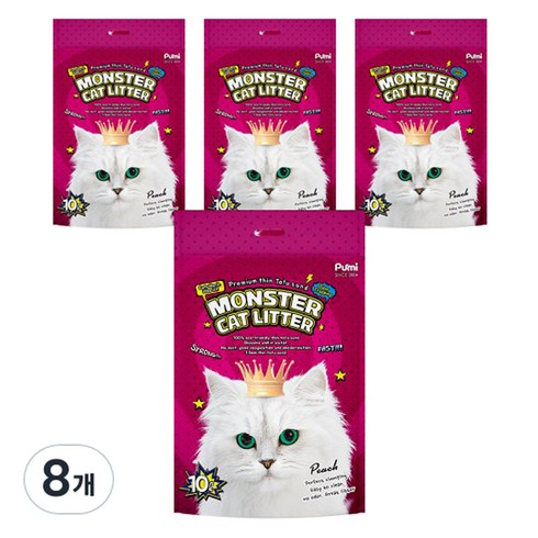 몬스터 캣리터 압축 두부 고양이 모래, 10L, 8개, 복숭아향