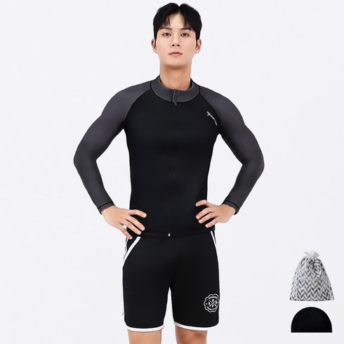 아쿠아티카 남성용 래쉬가드 집업래쉬가드 + 트렁크반바지세트 AQAMAK