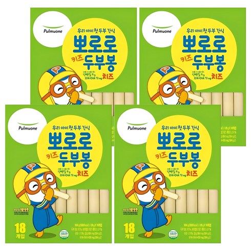 풀무원 뽀로로 키즈 두부봉 치즈, 504g, 4개