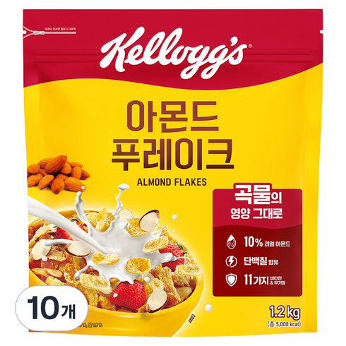 켈로그 아몬드 푸레이크 시리얼, 1.2kg, 10개