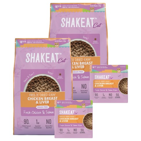 쉨잇 전연령 캣 동결건조 프레시 치킨&살몬 키블 건식사료 24p, 닭+닭간, 1.2kg, 2개
