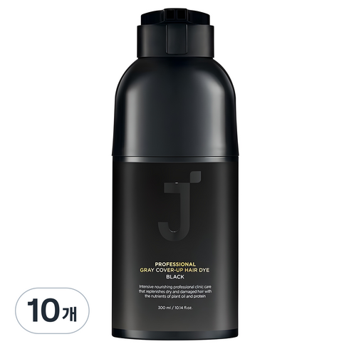 제이숲 프로페셔널 커버업 새치 염색제 300ml, 블랙, 10개