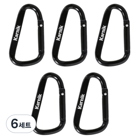 카르닉 D형 고강도 카라비너 5p 세트, 블랙, 6세트