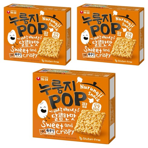 농심 누룽지팝, 142g, 3개