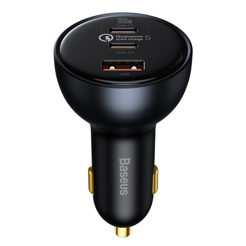베이스어스 3포트 160w C+C+U 차량용 멀티 고속 충전기, CCZX-160C, 그레이