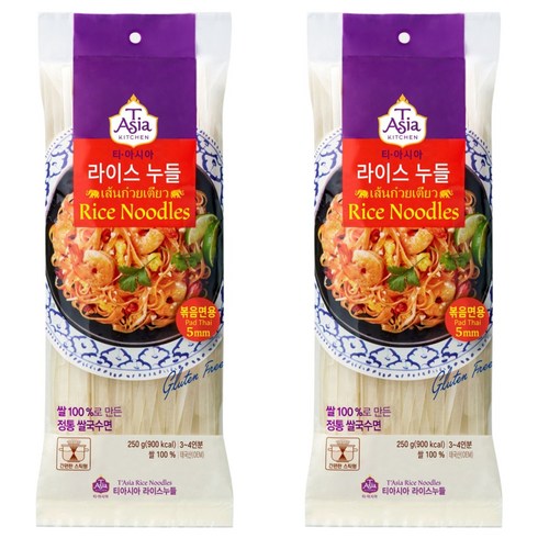 티아시아키친 라이스누들 볶음면용 5mm, 250g, 2개