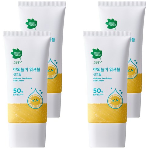 그린핑거 야외놀이 워셔블 선크림 SPF50+ PA++++, 80ml, 4개
