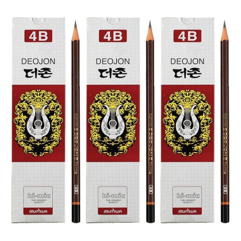 문화연필 더존 연필 4B 12P, 3개