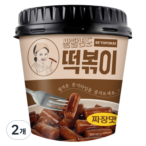 쌍팔년도 컵 떡볶이 짜장맛, 110g, 2개