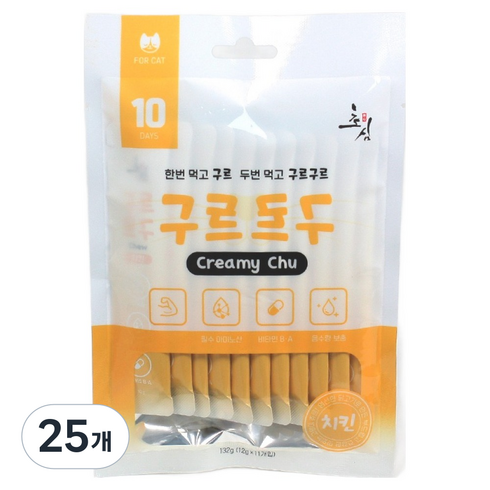 초심 고양이 구르구르 크리미츄 짜먹는 간식 11p, 치킨, 132g, 25개