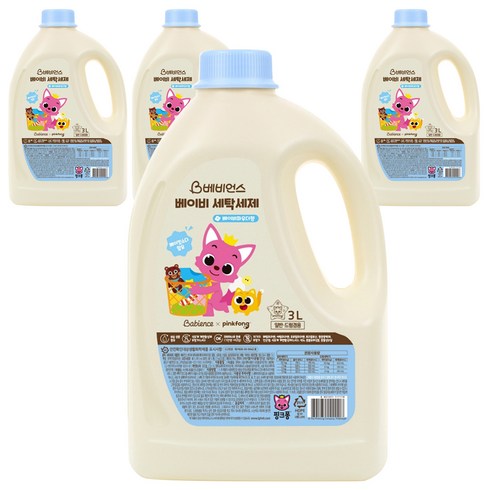 베비언스 베이비 세탁세제 베이비파우더향, 3L, 4개