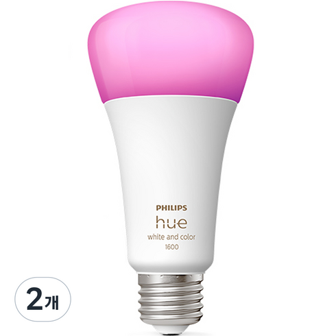 필립스휴 화이트 & 컬러 앰비언스 1600 루멘 LED 전구 13W 9290035388, 전구색, 2개