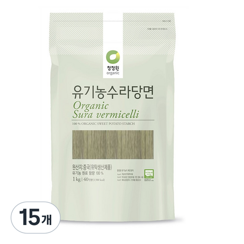 청정원 유기농 수라 당면, 1kg, 15개