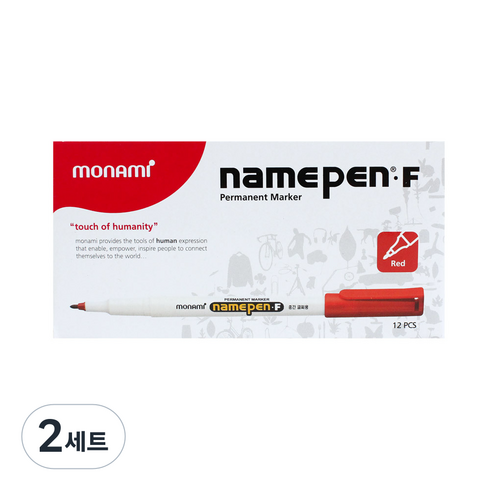 모나미 중간글씨용 네임펜 Fine, 적색, 24개
