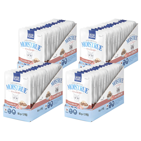 동원뉴트리플랜 고양이 모이스트루 습식 간식, 혼합맛(참치/연어), 80g, 48개