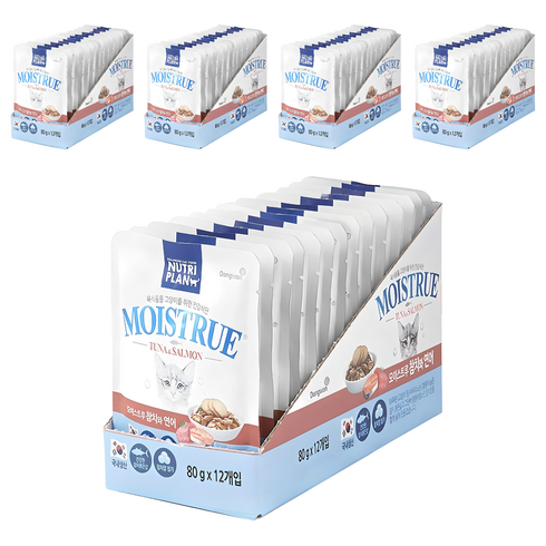 동원뉴트리플랜 고양이 모이스트루 습식 간식, 혼합맛(참치/연어), 80g, 60개