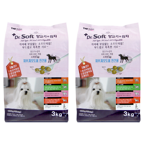 더독 전연령 강아지 닥터소프트 기능성 사료, 양, 3kg, 2개