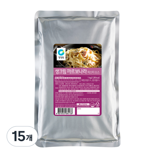 청정원 생크림 까르보나라 파스타소스, 1kg, 15개