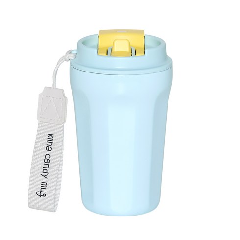 클리나 캔디머그 스텐 보온보냉 빨대 텀블러, 블루레몬, 380ml, 1개