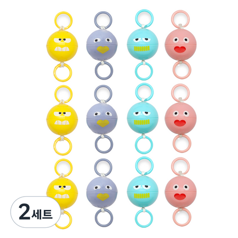 오로라 이모티콘 씽씽이 요요 4종 x 3p 세트, Yellow + Puplegray + Mint + Pink, 2세트