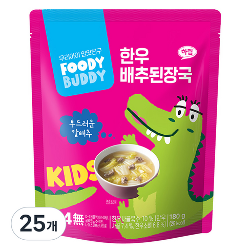 푸디버디 한우 배추된장국, 180g, 25개
