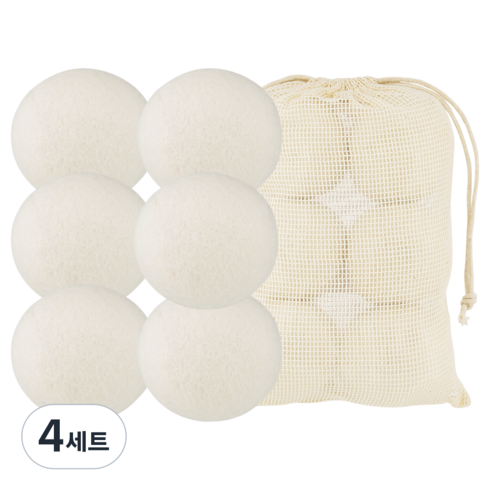 나무 건조기 양모볼 6p + 파우치 세트, 4세트