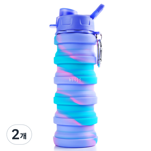 히지 실리콘 접이식 텀블러, 퍼플펀치, 500ml, 2개