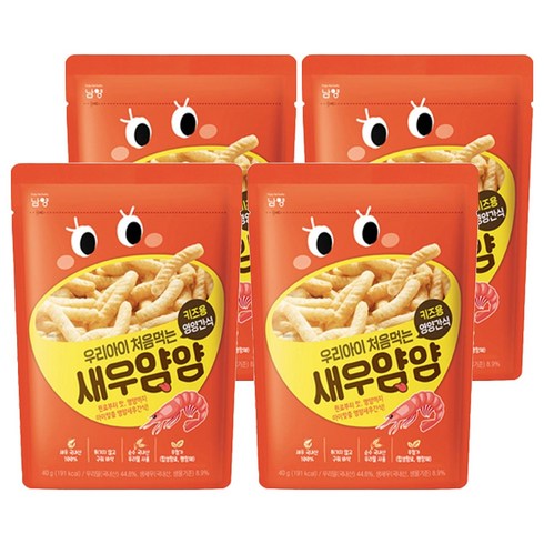 남양유업 우리아이 처음먹는 얌얌 과자, 새우맛, 40g, 4개