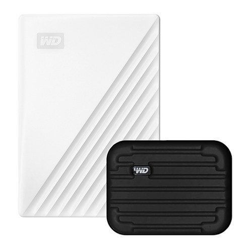 WD My Passport 휴대용 외장하드 + 파우치, 1TB, 화이트